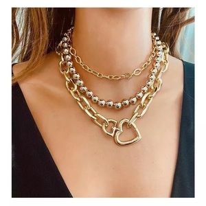 Zara Openable Heart CarabineR Gold Chain Chocker Necklace Zara Logo Charm